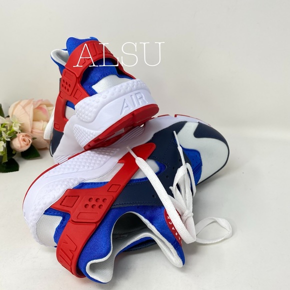 red white and blue nike huaraches